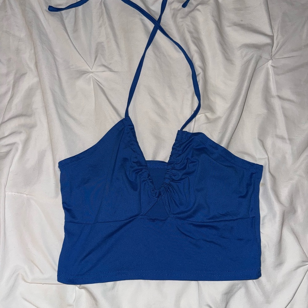 Blue halter top